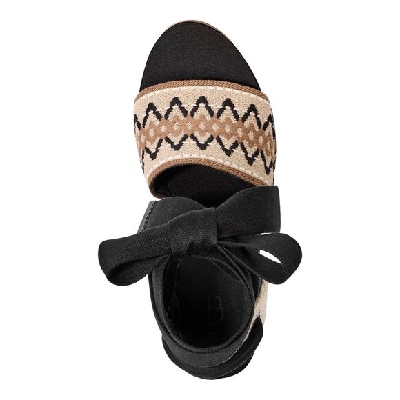 UGG Womens Black 2" Platform Wrapping-Ankle Abbot Toe Wedge Espadrille Shoes 8.5 - Picture 3 of 4